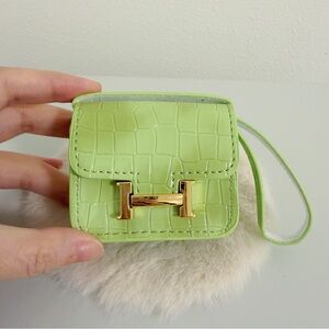 Apple Green Croc Mini Bag Charm Jelly Patent Purse Charm